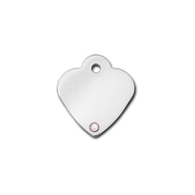 Heart ID Tag Small with Diamond Stone - April