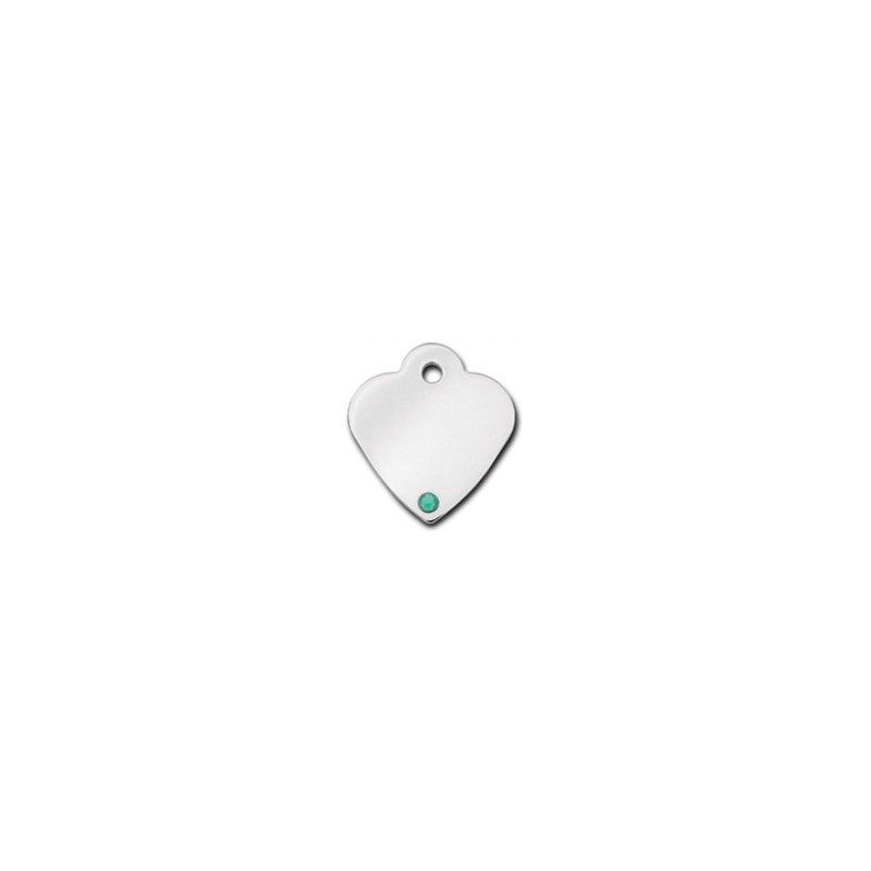 Heart ID Tag Small with Emerald Stone - May Heart ID Tag Small with Emerald Stone - May