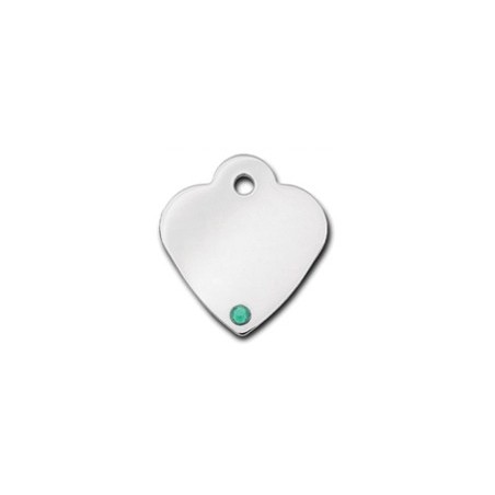 Heart ID Tag Small with Emerald Stone - May