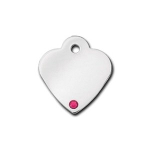 Heart ID Tag Small with Ruby Stone - July