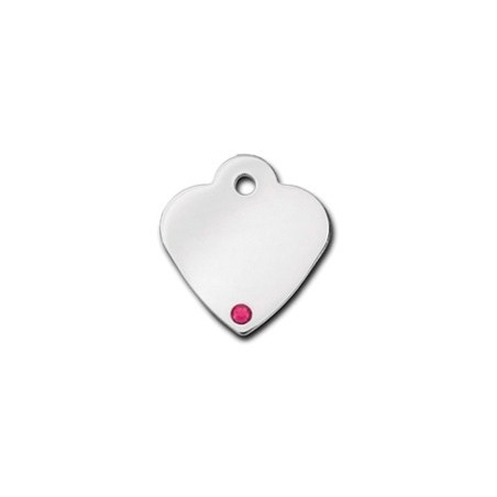 Heart ID Tag Small with Ruby Stone - July