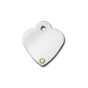 Heart ID Tag Small with Peridot Stone - August