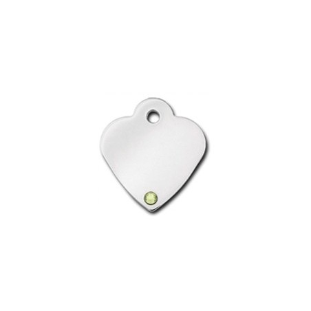 Heart ID Tag Small with Peridot Stone - August