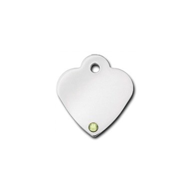Heart ID Tag Small with Peridot Stone - August